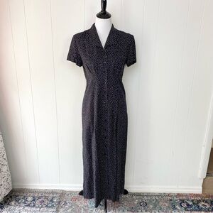 Vtg White Stag Midi A-line Dress Size S 4/6 Black White Polka Dot Cottagecore